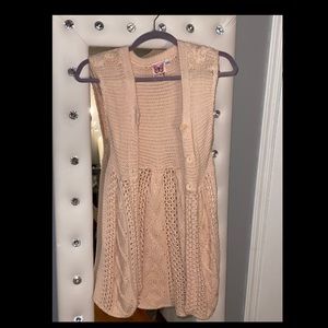Short Sleeve Pink Knitted Long Sweater